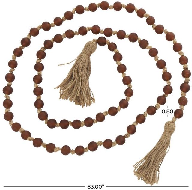 Deco Marche Orange Glass Round Long Frosted Beaded Garland-3