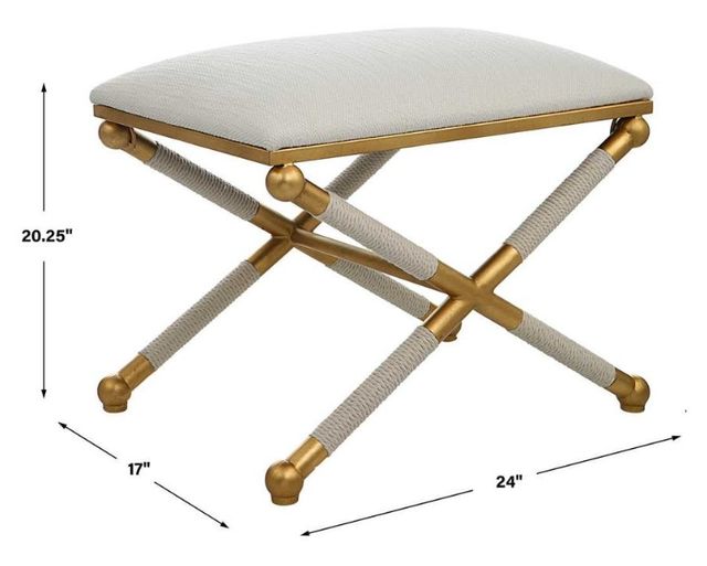 Uttermost® Socialite Gold/White Small Bench-2