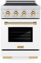 ZLINE Autograph Edition Paramount 24" Satin Stainless Steel Pro Style Induction Range with White Matte Door and Polished Gold Accents-0