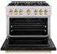 ZLINE Classic Series Autograph Edition 36" Stainless Steel Pro Style Dual Fuel Range with Black Matte Door and Polished Gold Accents-3