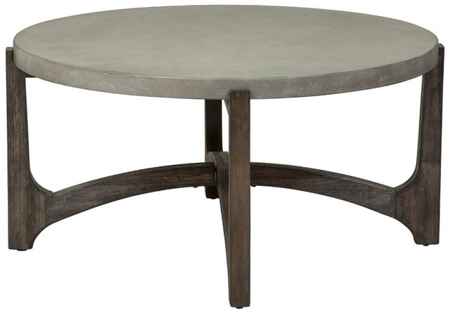 Liberty Furniture Cascade Gray Cocktail Table with Wirebrush Rustic Brown Base-2