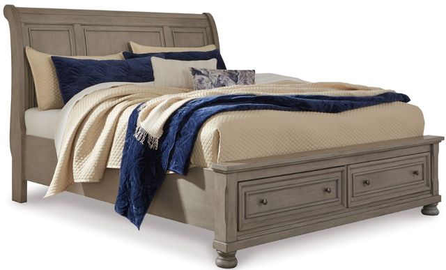Signature Design by Ashley® Lettner 2-Piece Light Gray King Sleigh Storage Bed Set-1