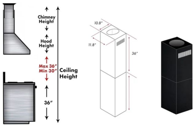 ZLINE 36" Black Stainless Steel Chimney Extension-1