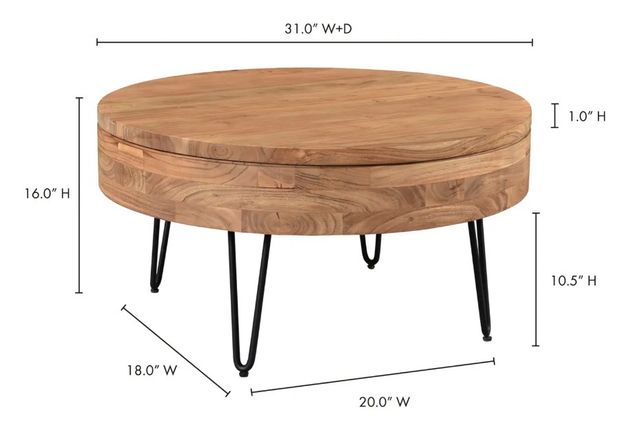 Moe's Home Collection Privado Natural Storage Coffee Table with Black Hairpin Legs-3