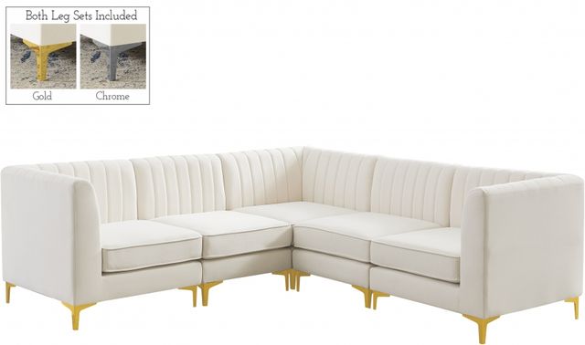 Meridian Furniture Alina 5-Piece Cream Upholstered Modular Sectional-0