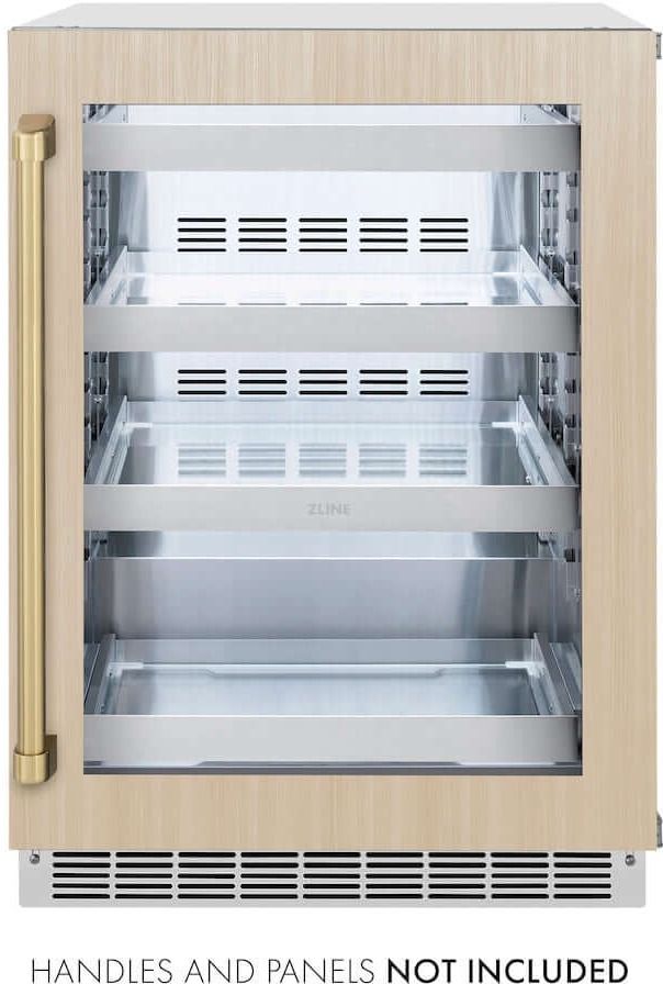 ZLINE Touchstone Autograph Edition 24" 5.2 Cu. Ft. Panel Ready Beverage Center with Glass Door and Champagne Bronze Handle-0