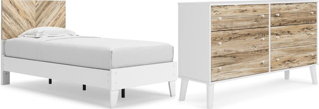 Signature Design by Ashley® Piperton 2-Piece Two-Tone Brown/White Twin Panel Platform Bed Set-0