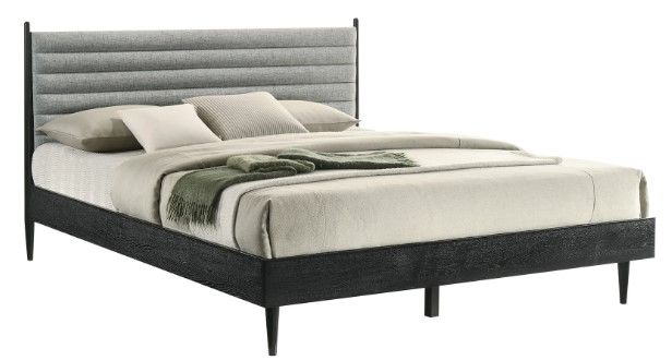 Armen Living Artemio Black/Gray Queen Platform Panel Bed-0