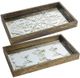 A & B Home Greta 2-Piece Brown Rectangular Glass and Wood Tray Set-0