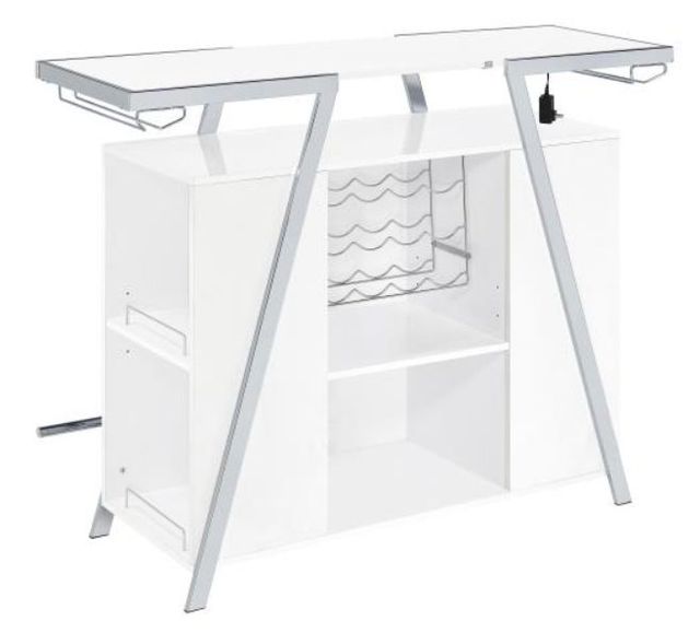 Coaster® Araceli Chrome/White Bar Wine Cabinet-2