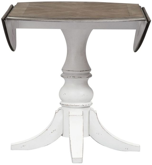 Liberty Furniture Magnolia Manor Weathered Bark Drop Leaf Dining Table with Antique White Base-3