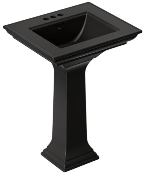 Kohler Memoirs® Stately Black 25" Centerset Rectangular Pedestal Bathroom Sink-0
