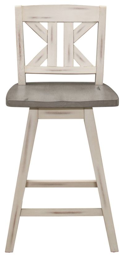 Homelegance® Amsonia Distressed Gray/White Sand Swivel Counter Chair with X-Back-2