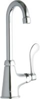 Elkay Chrome Single Hole Single Control Faucet with 4" Gooseneck Spout and 4" Wristblade Handle-0