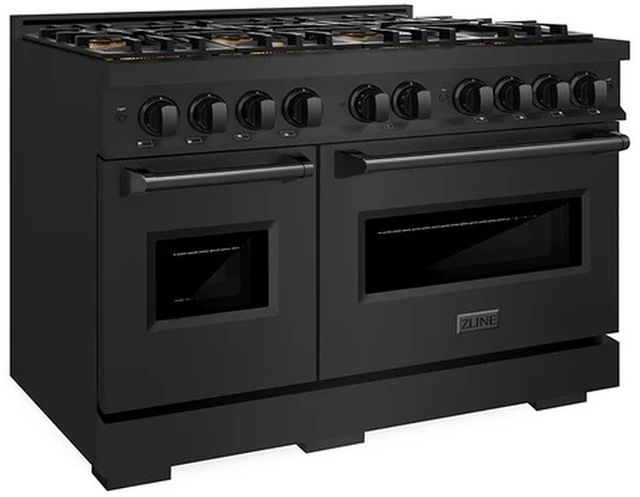 ZLINE 48" 6.7 cu. ft. Gas Range with 8 Burner DuoPro™ Cooktop and Dual Ovens in Black Stainless Steel-2