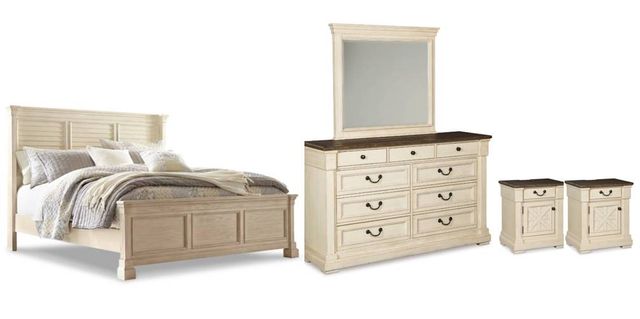 Signature Design by Ashley® Bolanburg 5-Piece Antique White California King Panel Bed Set-0