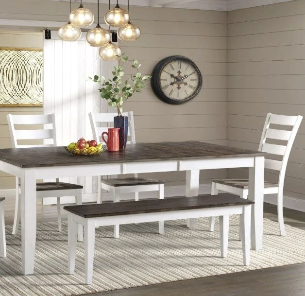 Intercon Kona Gray/White Dining Bench-1