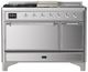 Ilve® Majestic III 48" Stainless Steel Pro Style Dual Fuel Liquid Propane Range with Solid Door and Chrome Trim-0
