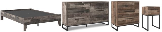 Signature Design by Ashley® Neilsville 4-Piece Multi Gray Queen Platform Panel Bed Set-0
