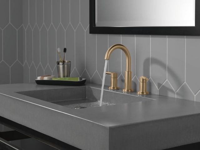 Delta Nicoli® Champagne Bronze 2-Handle Widespread Bathroom Faucet-1