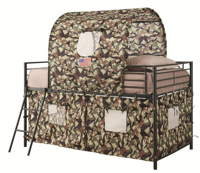 Coaster® Camouflage Army Green Twin Tent Loft Bed With Ladder Fred's