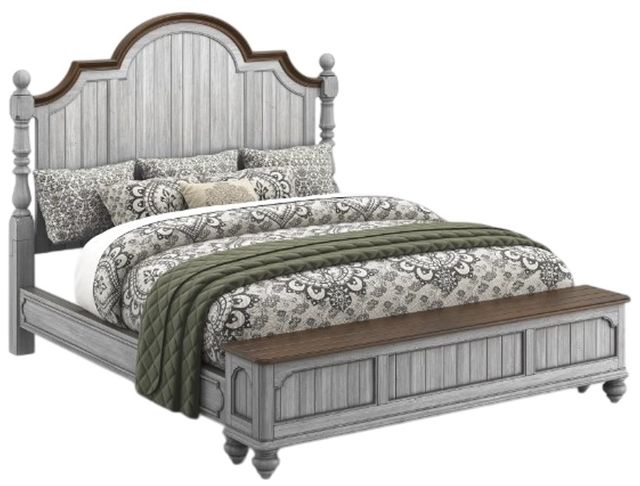 Flexsteel® Plymouth® Distressed Graywash King Storage Bed-0