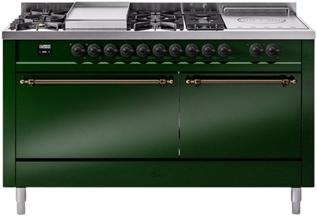 Ilve® Nostalgie II Series 60" Emerald Green Pro Style Dual Fuel Range-0