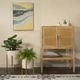 Sagebrook Home 2-Rattan Door 35" x 48" Natural Wood Cabinet-2