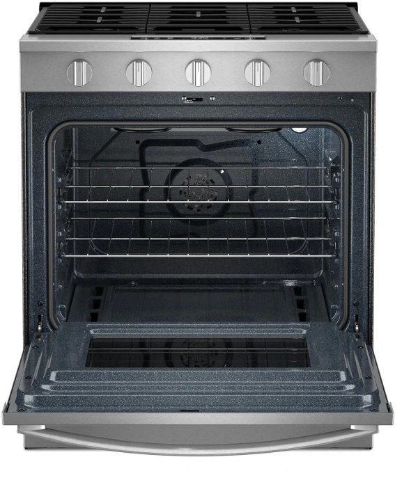 Whirlpool® 30" FingerPrint Resistant Stainless Steel Slide-in Gas Range with Air Cooking Technology-1