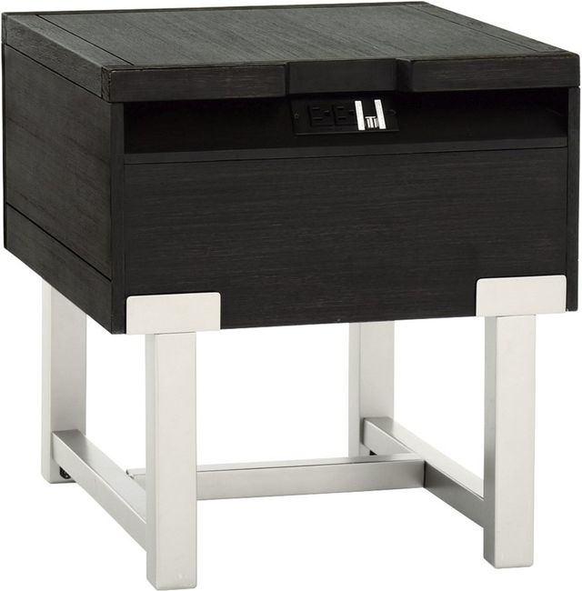 Signature Design by Ashley® Chisago Black End Table with Nickel Base -2