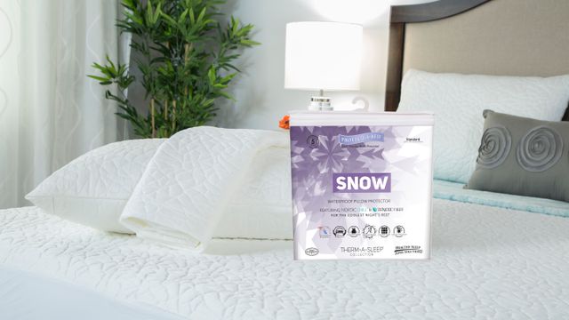 Protect-A-Bed® Therm-A-Sleep White Snow Waterproof King Pillow Protector-1