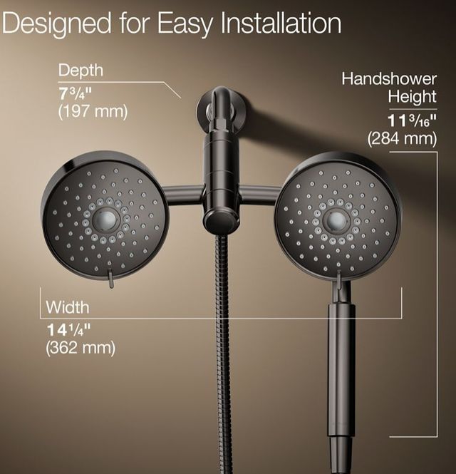 KOHLER® Purist® Matte Black 1.75 GPM 2-in-1 Multifunction Shower Combo Kit-2
