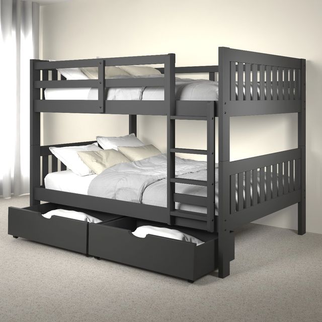 Donco Kids Austin Mission Dark Gray Full/Full Bunk Bed with Drawer Storage-1