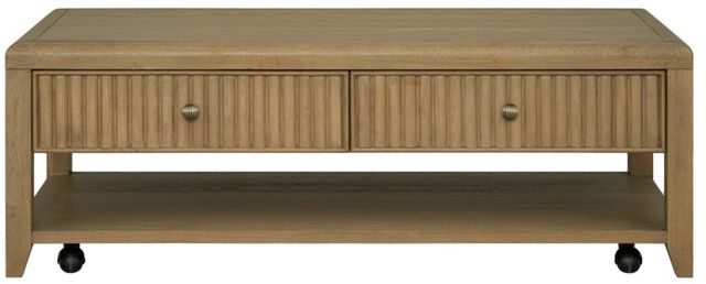 Flexsteel® Reed Glass Top Rectangular Coffee Table with Driftwood Oak Base-2