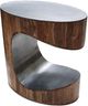 A & B Home Oval Steel Tabletop Side Table with Wood Lighting -0