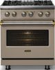Viking® 5 Series 30" Nantucket Pro Style Dual Fuel (NG) Range with Brushed Brass Trim-2