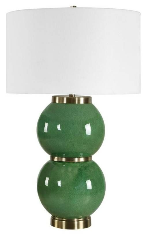 Uttermost® Banner Moss Green Table Lamp with Antique Brass Accents-3