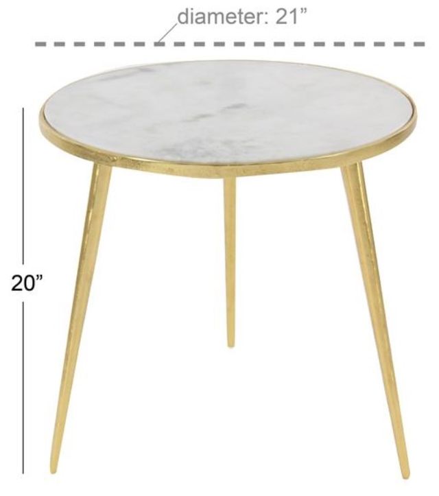 Deco Marche White Accent Table with Gold Base-2