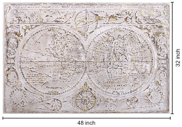 Classy Living Gilded Vintage World Map Embellished Wall Art-2