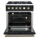 FORNO® Marco 30" Black Pro Style Gas Range with Antique Brass Accents-1