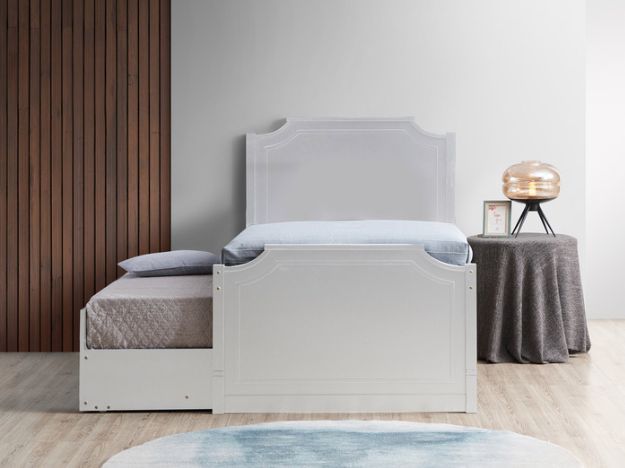 Milton Greens Stars White Twin Scalloped Top Wooden Platform Bed with Trundle-1