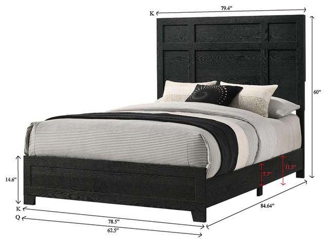 Crown Mark Cadence Black King Panel Bed-2
