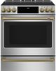 Café™ Brushed Brass Front Control Induction Knobs and Handle Kit-3