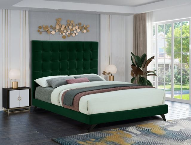 Meridian Furniture Elly Green Velvet Full Bed-3