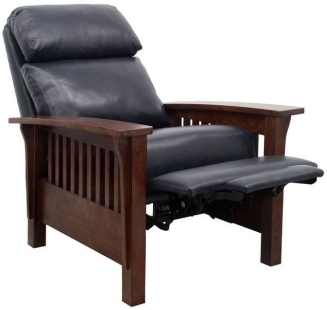 BarcaLounger® Mission Shoreham Blue Leather Manual Recliner-2