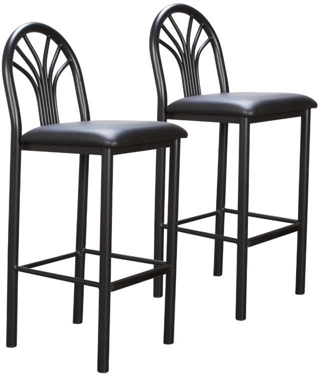 Linon Soleil 2-Piece Black Vinyl Metal Barstool Set-0