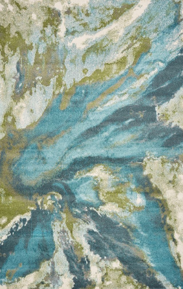 KAS Rugs Watercolors Teal Abstract 5'x8' Rug-0