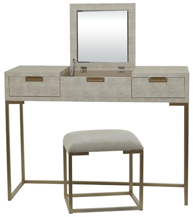 Deco Marche Light Gray 2-Piece Vanity Table with Stool Set-0