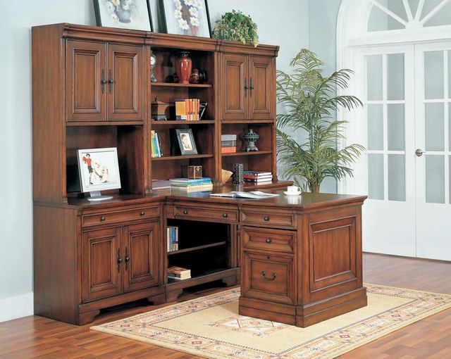 aspenhome® Richmond 7-Piece Brown Burgundy Modular Desk-3