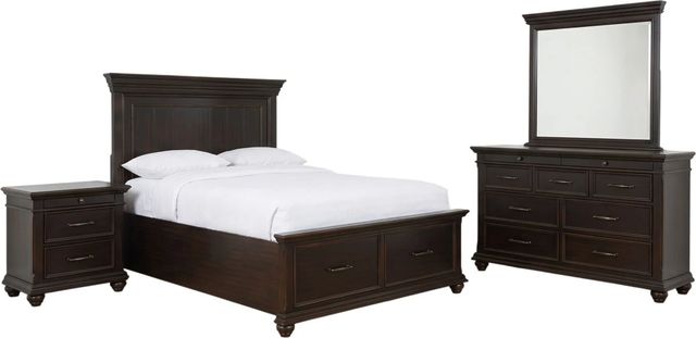 Elements International Slater 4-Piece Black Queen Platform Bedroom Set-0